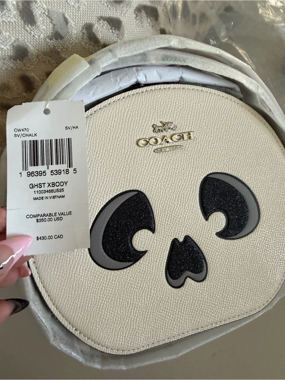 Coach Chalk and Black Leather Novelty Face Crossbody - Picture 2 of 11